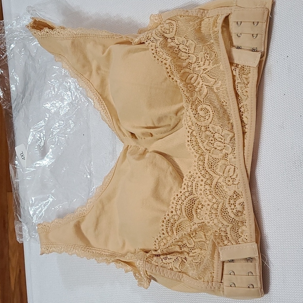 NEW Womens Comfort Bra Criss-cross Front Hooks Tan Sz 4X(?Fits more like XL)READ
